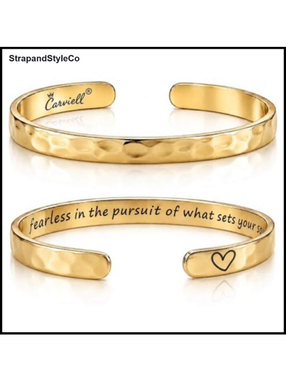 Engraved Stainless Steel Cuff Bracelet Inspirational Gift for Women